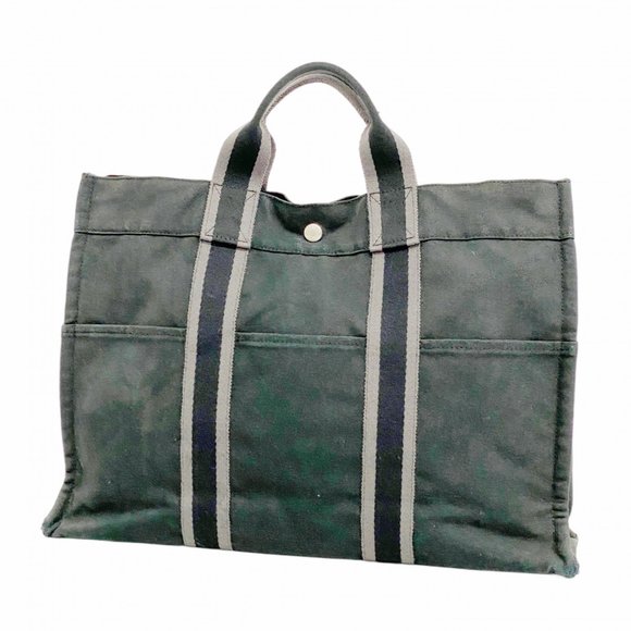 Hermes Hermès Foule MM Tote Bag, Canvas, Black, Men's and Women's - Picture 1 of 10